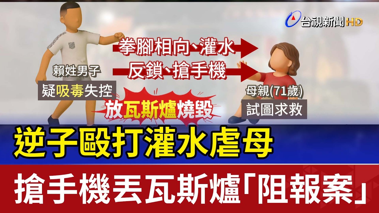逆子毆打灌水虐母 搶手機丟瓦斯爐「阻報案」