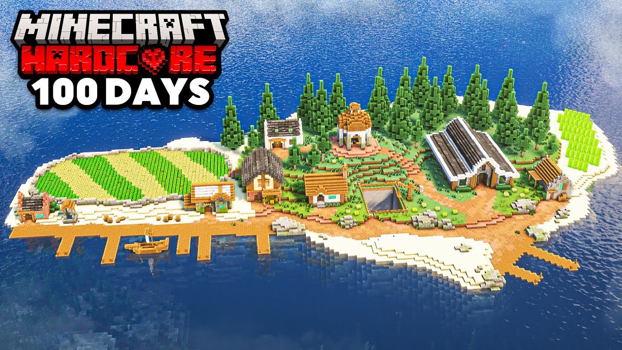 I Survived 100 Days on a DESERTED ISLAND in Hardcore Minecraft