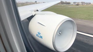 KLM 777-200er AWESOME Engine Roar Takeoff in Amsterdam | Engine Fogging!