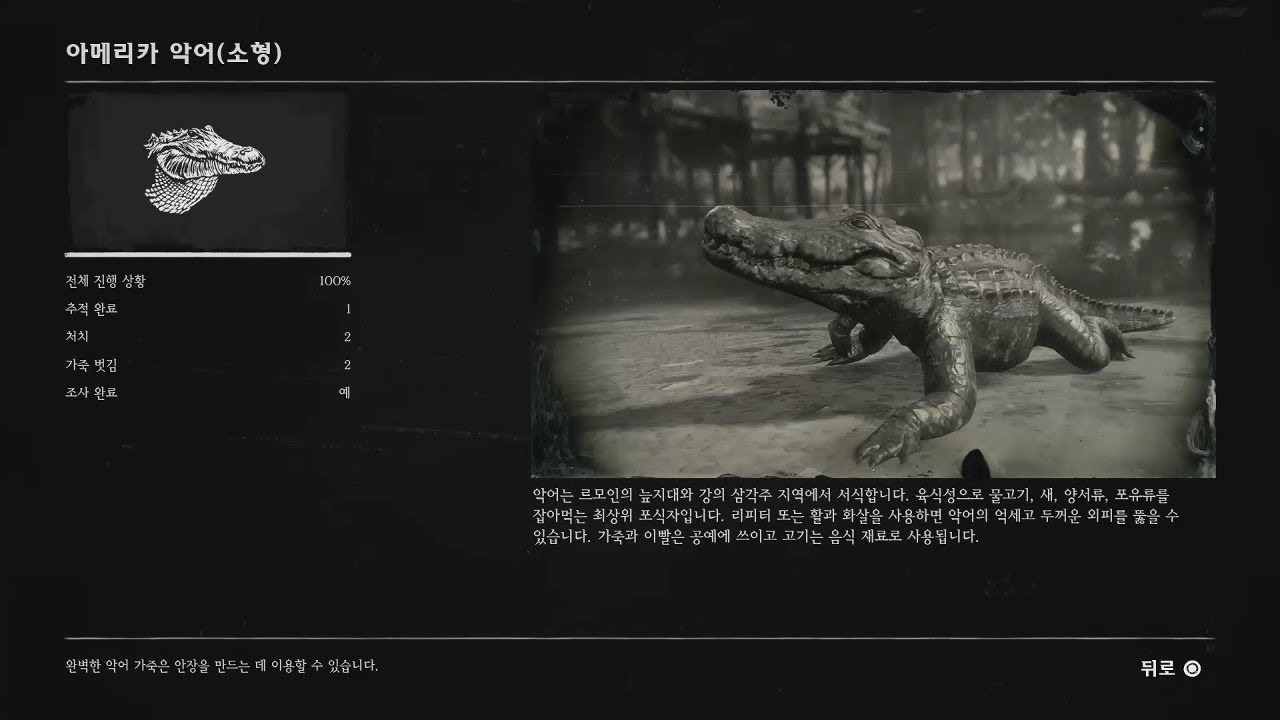 [레드 데드 리뎀션2 - 동물학자]【소형 아메리카 악어】(Red Dead Redemption2 - Zoologist ...