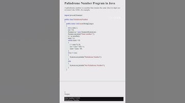 Palindrome number program in Java