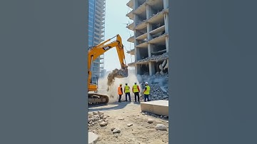 Caught on Camera: Building Collapses on Workers During Demolition! #engineering #excavator #fail