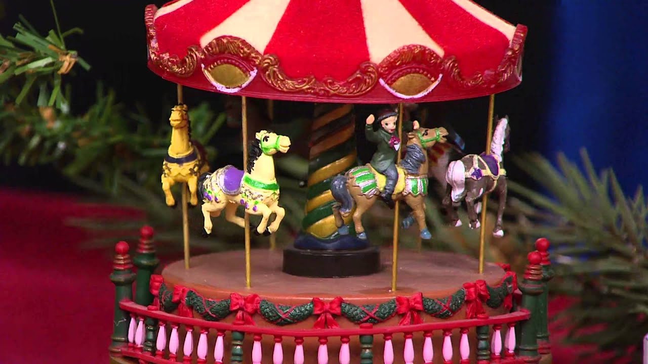 mr christmas set of 2 animated carousel and ferris wheel mr christmas musical carousel