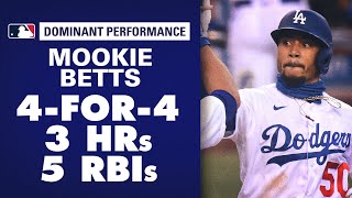 INSANE game from Mookie Betts! 4-for-4, 3 homers, 5 RBIs vs. Padres