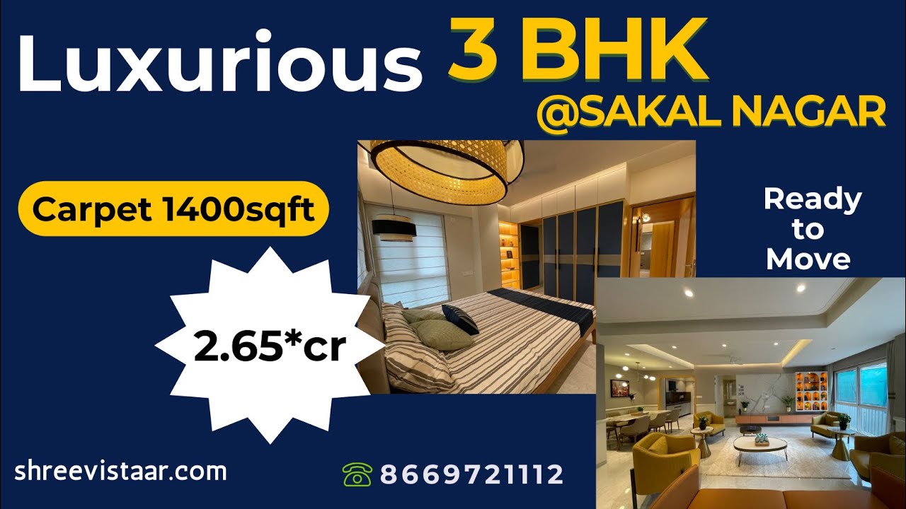 Luxurious 3 BHK || at Sakal Nagar, Pune || Carpet Area1400sqft || Shree Vistaar ||