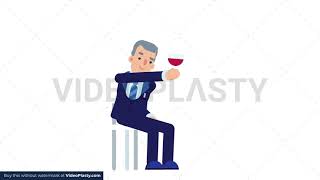 Banker Man Wine Toast Stock Animation