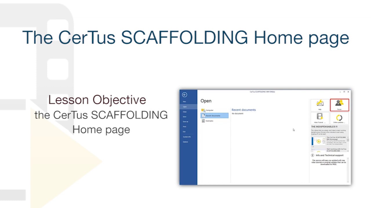 CerTus SCAFFOLDING Tutorial - The CerTus SCAFFOLDING Home page - ACCA software