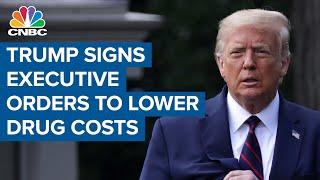 President Donald Trump announces several executive orders aimed at lowering drug costs
