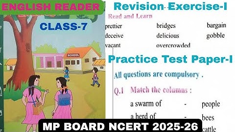 Class 7th / English / Revision Exercise- I & Practice Test Paper-I / MP Board / NCERT #english#ncert