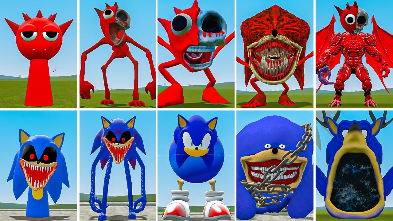 EVOLUTION OF SHIN SONIC TAPES FAMILY VS ALL SPRUNKI RADDY FAMILY VS POPPY3 ? in Garrysmod!,...
