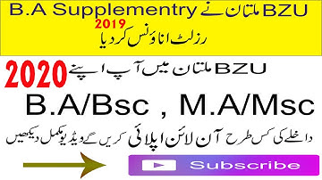 How you apply online B.A/ Bsc M.A Msc Admission 2020 BZU Multan