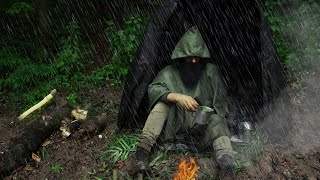 SOLO bushcraft CAMPING in heavy RAIN with minimal facilities (Cooking emergency food) by Grɘen Silence 22,639 views 10 months ago 16 minutes