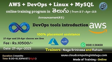Announcement#2 | AWS DevOps Training 27-Apr-2023 batch | Cloud Computing In Telugu | +91 9381136450