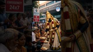lord venkateswara swamy feeding food for patients infront of hospital video#lordbalaji#youtubeshort
