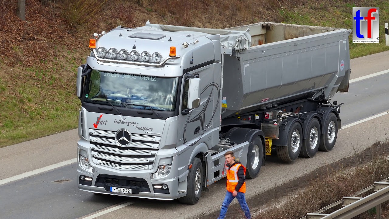 SCANIA, MAN, MERCEDES-BENZ Construction Trucks / Bau Lkws, Sanierung B 14, Fellbach, 2018.