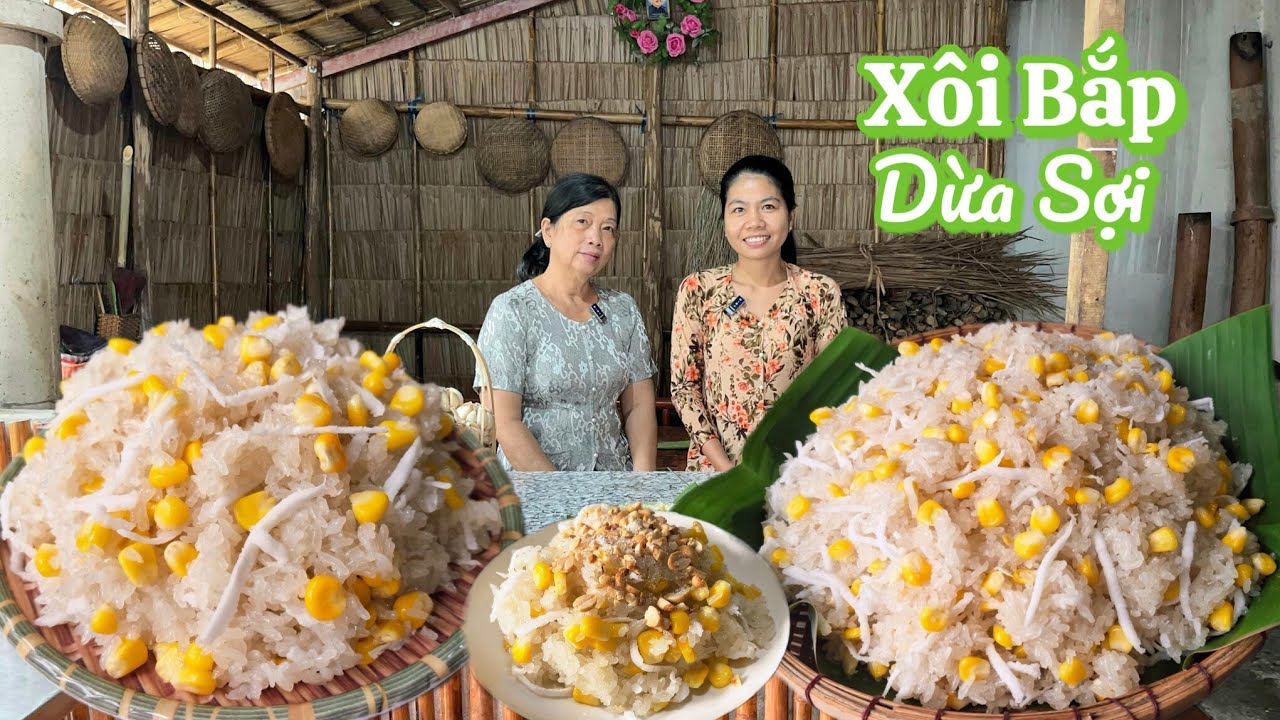XÔI BẮP DỪA SỢI dẻo ngon màu sắc đẹp rất dễ không ngâm nếp qua đêm