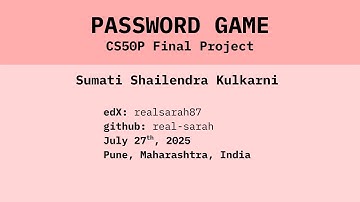 CS50P Final Project | Sumati K