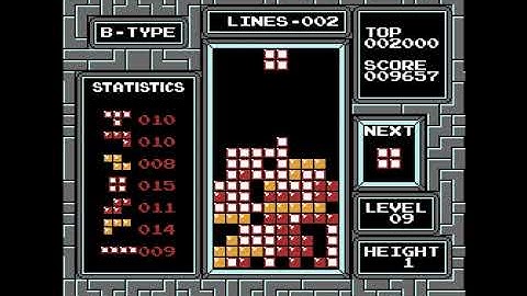 Tetris (NES Version) - Game B Longplay - Level 9 - Height 1