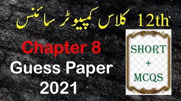 2nd year Computer  guess paper 2021 | Chapter 8,12th Class Computer Science important questions