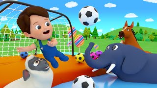Learn Animal Names - Soccer Ball Animals Funny Pretended Play - Children Nursery Rhymes