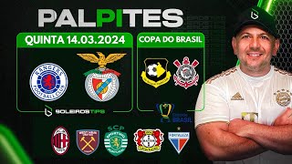 PALPITES DE FUTEBOL PARA HOJE 14 03 2024 (QUINTA-FEIRA) + BILHETE PRONTO | Boleiros Tips