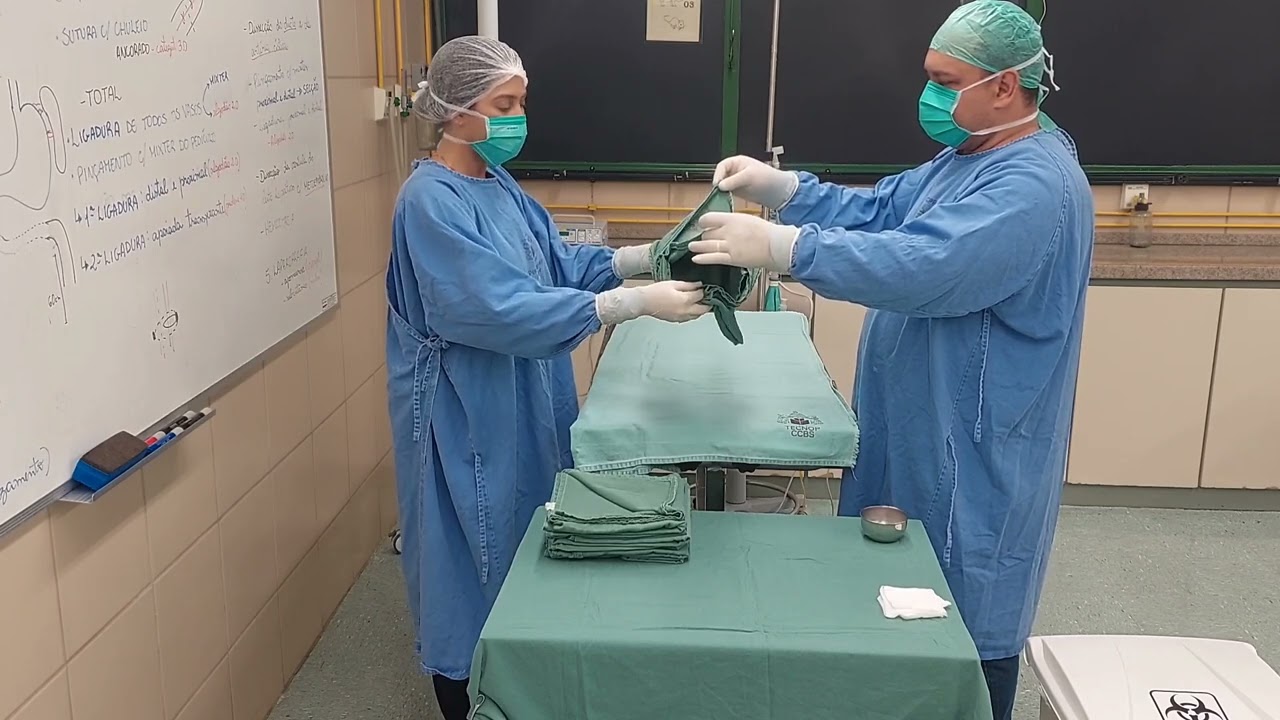 Antissepsia do paciente e Colocação dos campos cirúrgicos