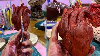 How to make Human heart anatomy sculpture | كيف نعمل نموذج قلب الانسان التشريحي