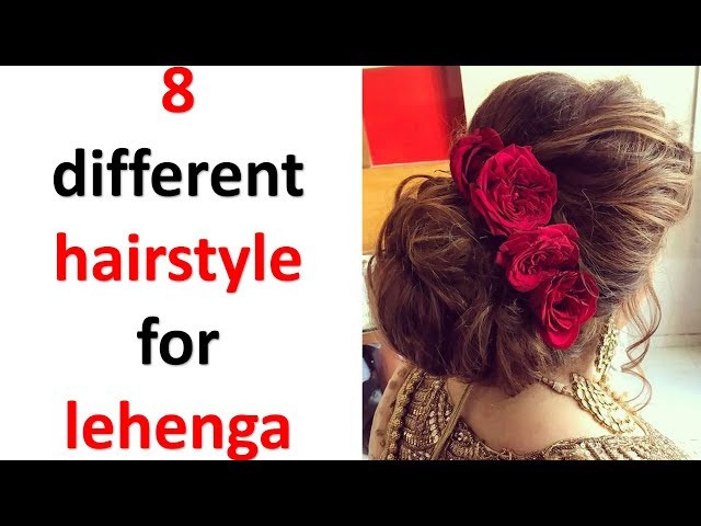 8 easy and simple hairstyles with lehenga || messy bun || new hairstyles ||  party hairstyles. | 8 easy and simple hairstyles with lehenga || messy bun  || new hairstyles || party