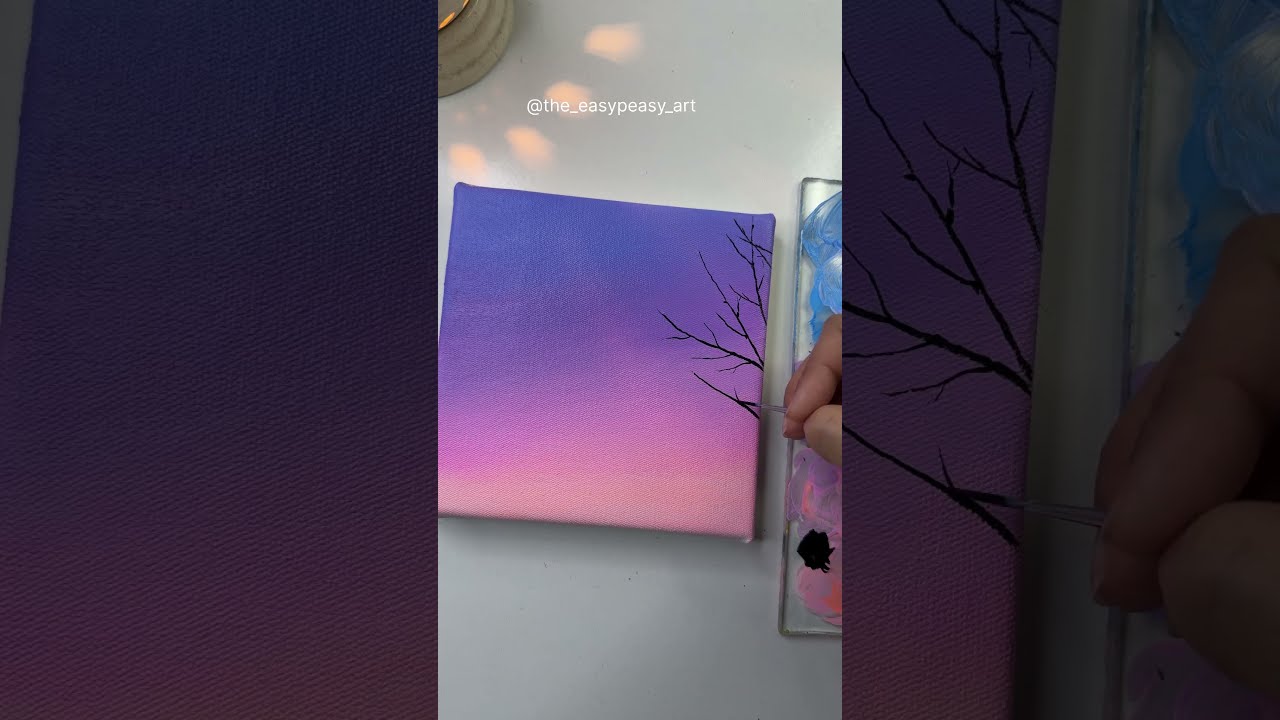Sunset Landscape Painting Acrylic Tutorial For Beginners
