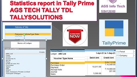 Partywise Vouchertype Statistics report in Tally Prime AGS TECH TALLY TDL TALLYSOLUTIONS