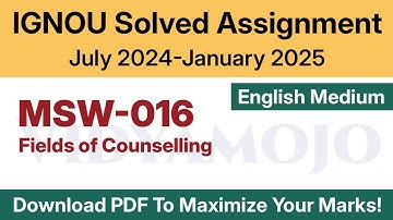 IGNOU MSW 016 Solved Assignment 2024-25 English Medium PDF Download | IGNOU MSW(C) 2nd Year