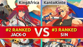 GGST ▰ KingAfrica4 (#2 Ranked Jack-O) vs KantoKinte (#3 Ranked Sin). High Level Gameplay