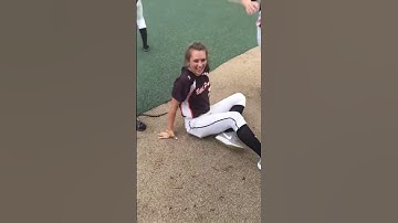 The best fails  softball girl slides down blue playground equipment and falls on face
