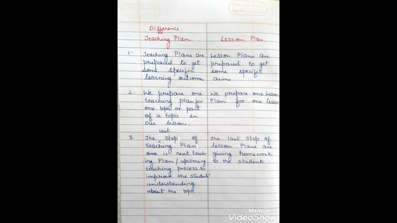 Difference Between Lesson Plan And Teaching Plan In Points YouTube