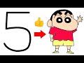 Turn number 5 into shinchan cartoon drawing easy  how to draw shinchan cartoon drawing step by step