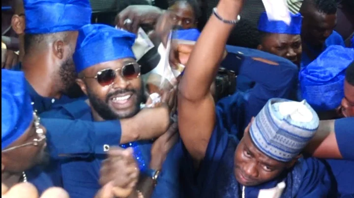 RICHEST NOLLYWOOD ACTOR LATEEF ADEDIMEJI AND FEMI ADEBAYO OVER SPRAY BUNDLE OF CASH ON NIYI JOHNSON