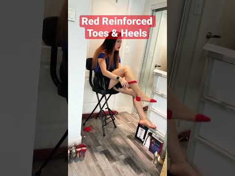  Unique Red Reinforced Toes And Heels Stockings Try On Nylons Pantyhose Feet Soles Dream Legs