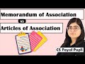 Moa vs aoa  difference between memorandum of association and articles of association  moa  aoa
