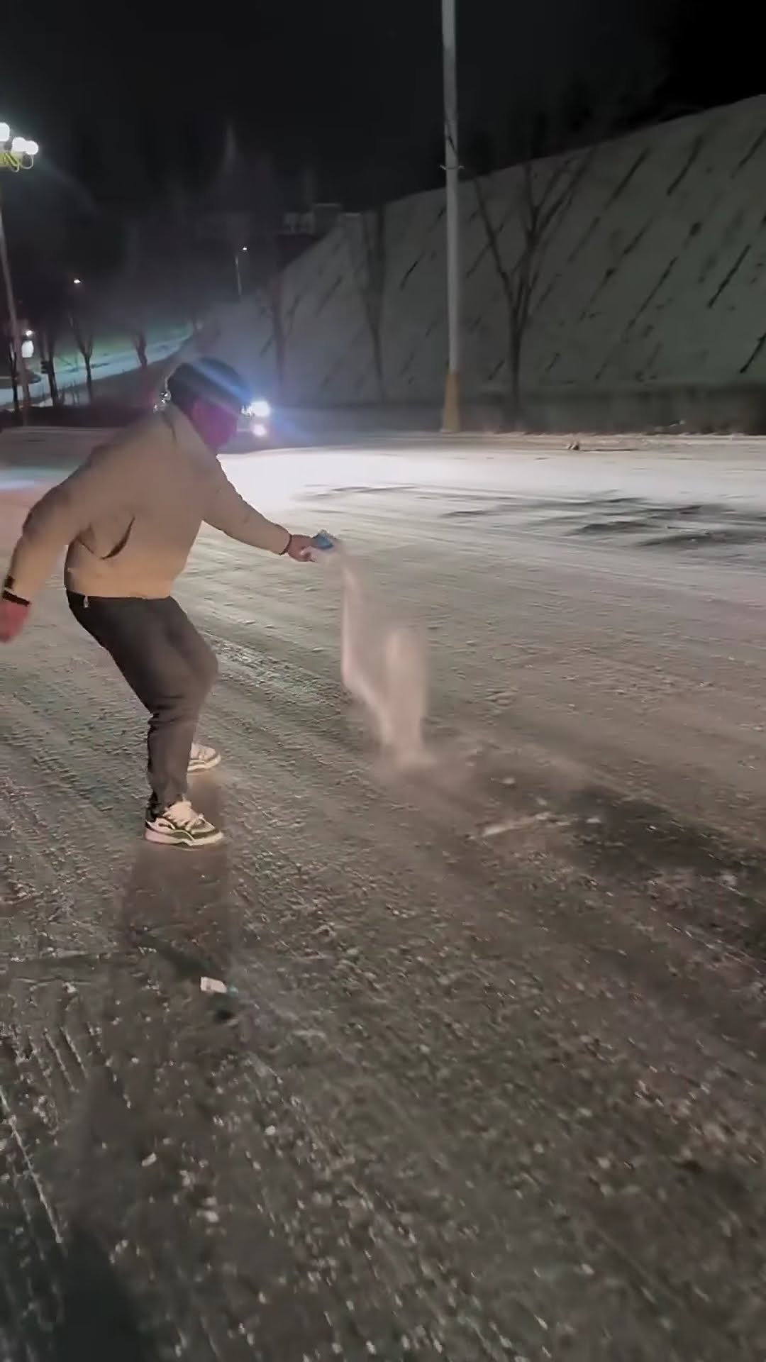 The process of shoveling icy pavement- Good tools and machinery make work easy