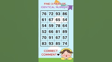 Find 3 pairs of identical numbers /Dementia Prevention Quizzes/Dementia Tests. No.86
