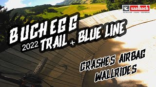 3 x Crash😱 & Fun | 🔷Buchegg Trail & 🔷Blue Line 2022 | Saalbach P3 | 4K | GoPro | POV