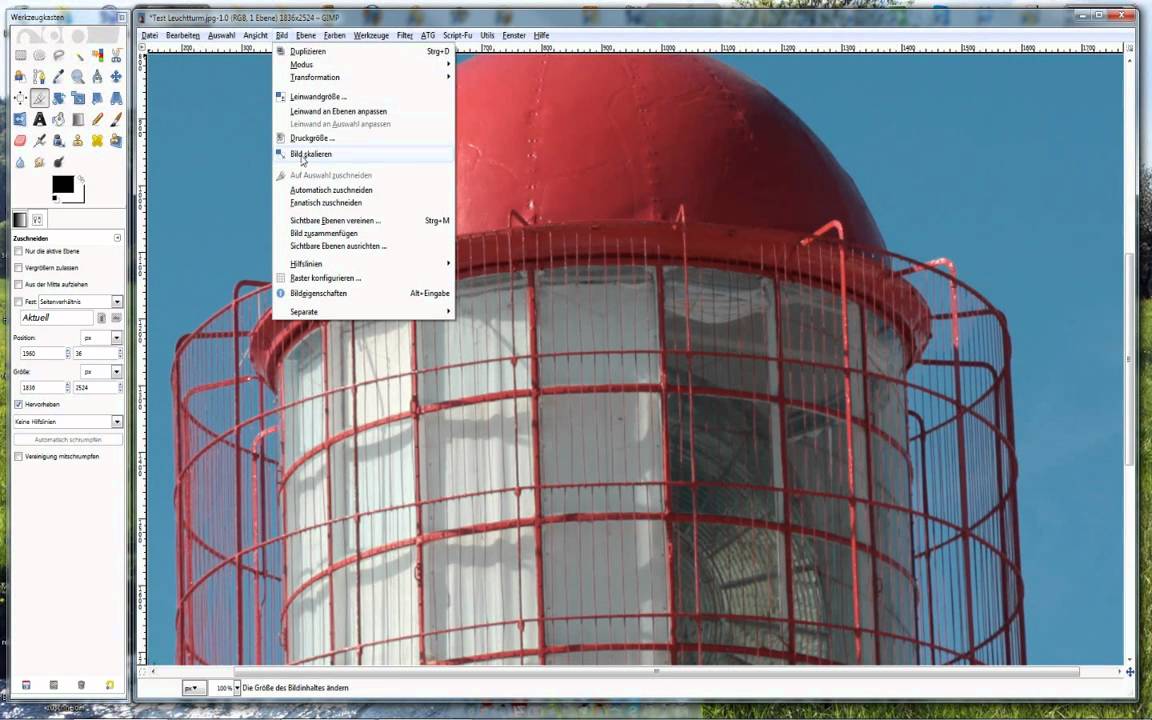 Gimp Tutorial Teil 1 Bild Zuschneiden Und Skalieren Youtube