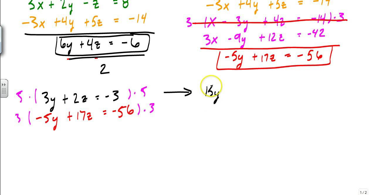 system of equations solver with 3 variables