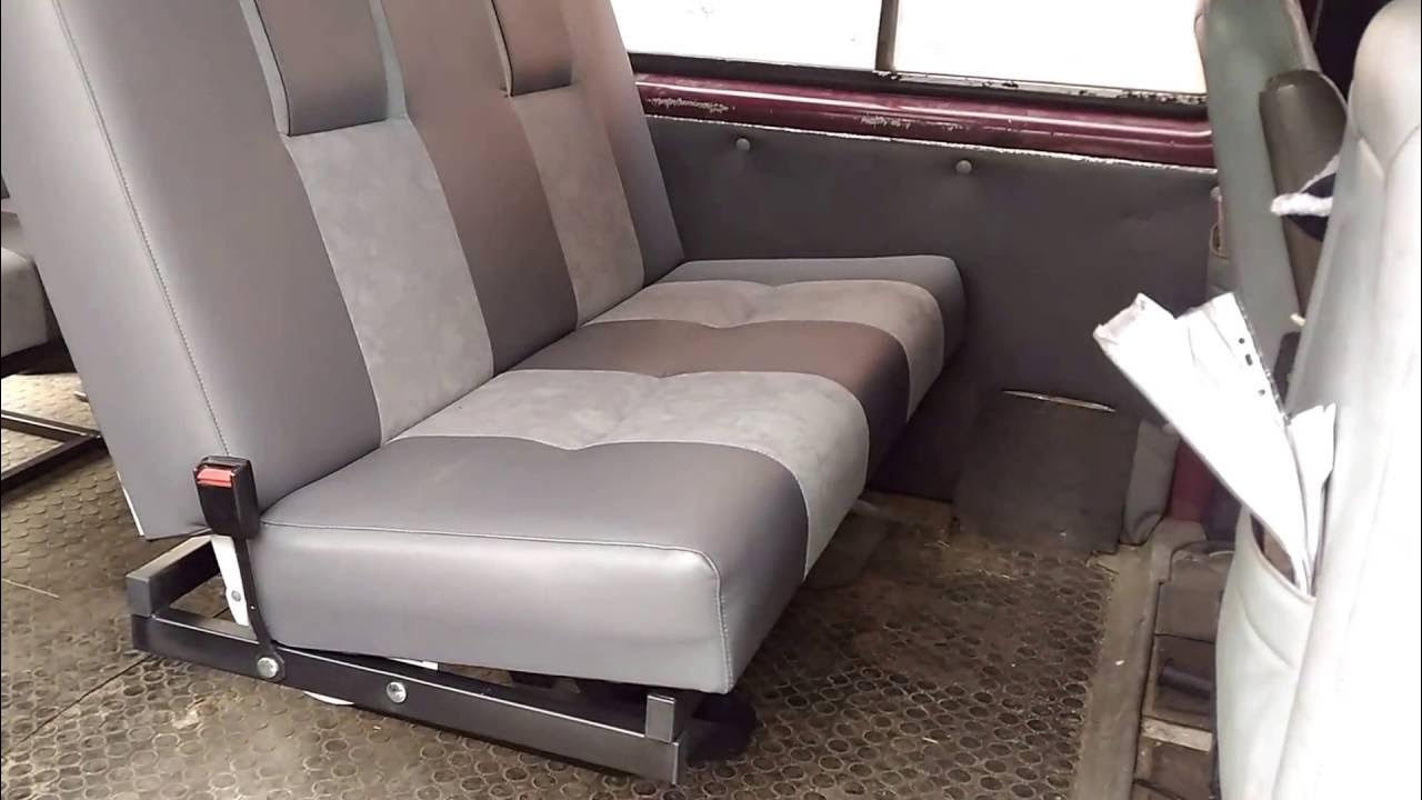Диван-трансформер для а/м Газель, раскладной вместо пассажирского сиденья, цвет черный пунктир