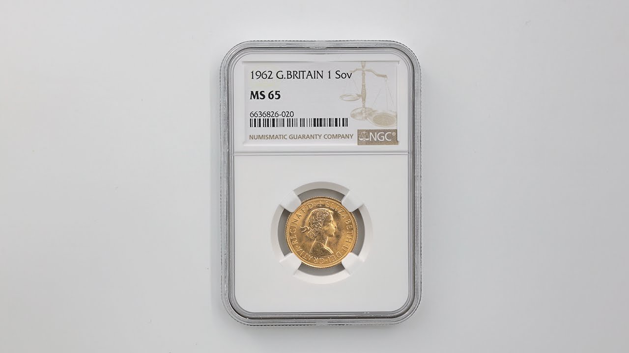委託販売 1962 英国 エリザベス2世 ソブリン 1ポンド 金貨 NGC MS 65