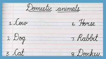 Domestic animals in cursive writing||Names of Domestic animals||Learn handwriting||