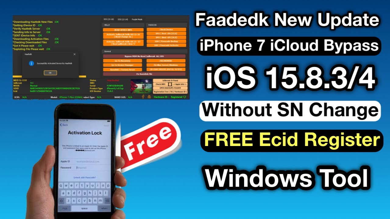 iPhone 7 FREE iCloud Bypass iOS 15.8.3 By HaaFedk iCloud Tool 2025