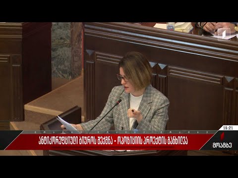 ანტიკორუფციული ბიუროს შექმნა - ოპოზიციის პროექტის განხილვა
