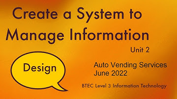 2 BTEC Level 3 Information Technology Unit 2 CSMI June 2022 Part A Design Auto Vending Services