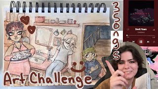 art challenge ! 3 songs, 3 characters // i honestly don’t know whats going on but it’s a vibe
